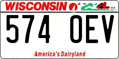 WI license plate 574OEV