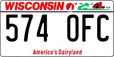 WI license plate 574OFC