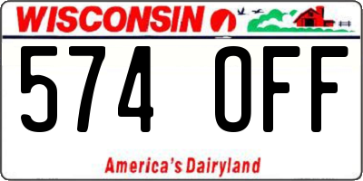 WI license plate 574OFF