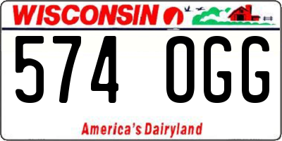 WI license plate 574OGG