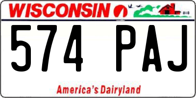 WI license plate 574PAJ