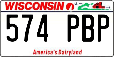WI license plate 574PBP