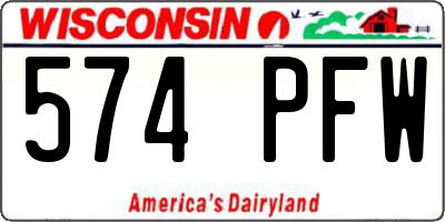 WI license plate 574PFW