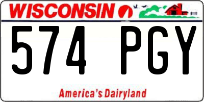 WI license plate 574PGY