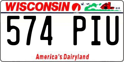 WI license plate 574PIU