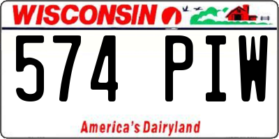 WI license plate 574PIW