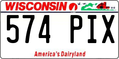 WI license plate 574PIX