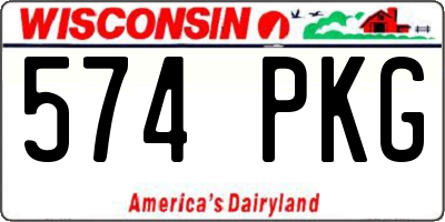 WI license plate 574PKG
