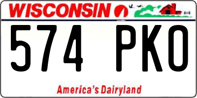 WI license plate 574PKO