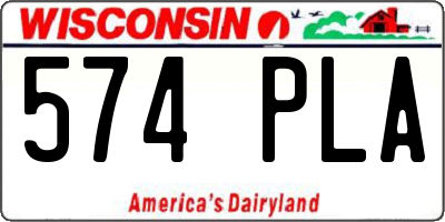 WI license plate 574PLA