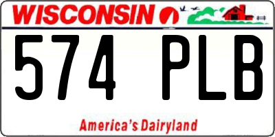 WI license plate 574PLB