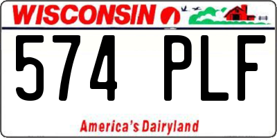 WI license plate 574PLF