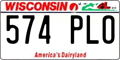 WI license plate 574PLO