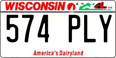 WI license plate 574PLY