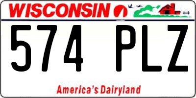 WI license plate 574PLZ