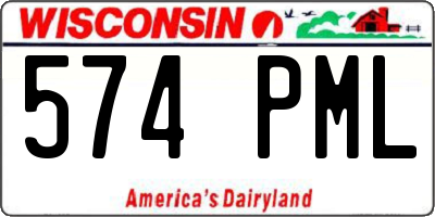 WI license plate 574PML