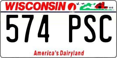 WI license plate 574PSC