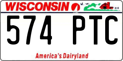 WI license plate 574PTC