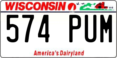 WI license plate 574PUM