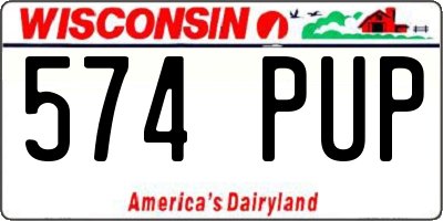 WI license plate 574PUP