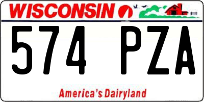 WI license plate 574PZA