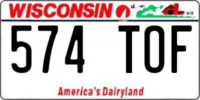 WI license plate 574TOF