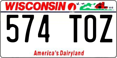 WI license plate 574TOZ