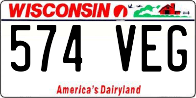 WI license plate 574VEG