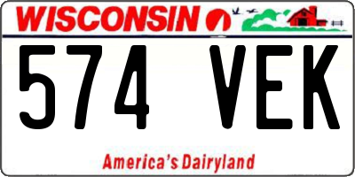 WI license plate 574VEK
