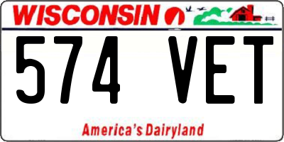 WI license plate 574VET
