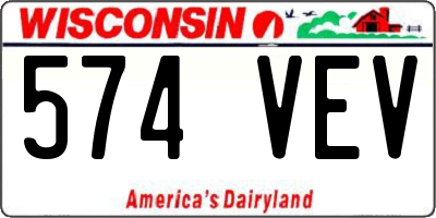 WI license plate 574VEV
