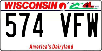 WI license plate 574VFW