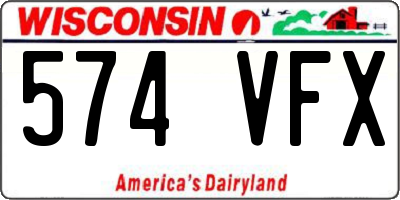 WI license plate 574VFX