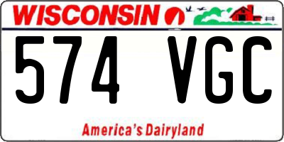 WI license plate 574VGC