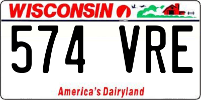 WI license plate 574VRE