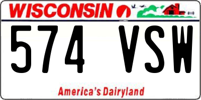 WI license plate 574VSW