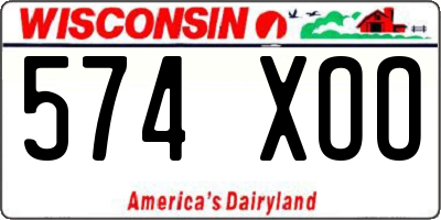 WI license plate 574XOO