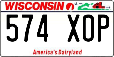WI license plate 574XOP