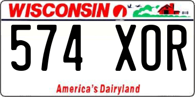 WI license plate 574XOR