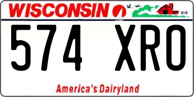 WI license plate 574XRO