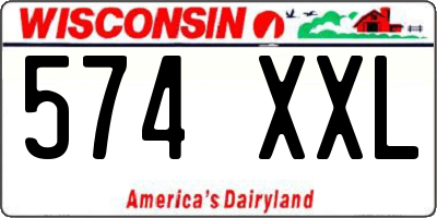 WI license plate 574XXL