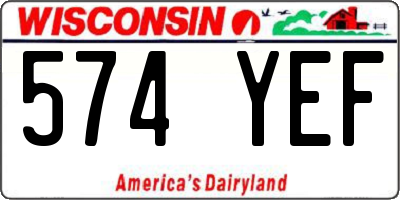 WI license plate 574YEF