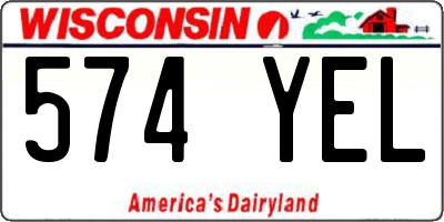 WI license plate 574YEL