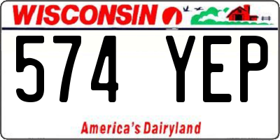 WI license plate 574YEP