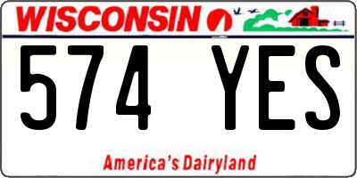 WI license plate 574YES