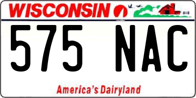 WI license plate 575NAC