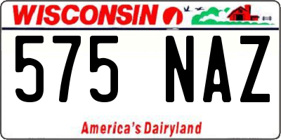 WI license plate 575NAZ