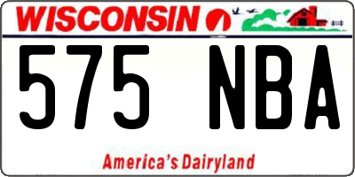 WI license plate 575NBA