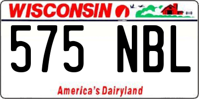 WI license plate 575NBL