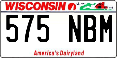 WI license plate 575NBM